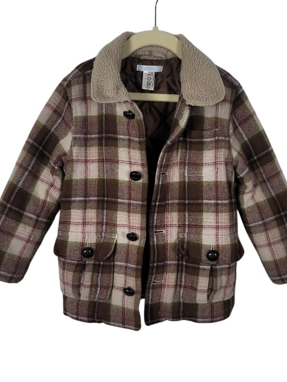 Kid's JANIE AND JACK Plaid Sherpa Collar Jacket Size 4-5T
